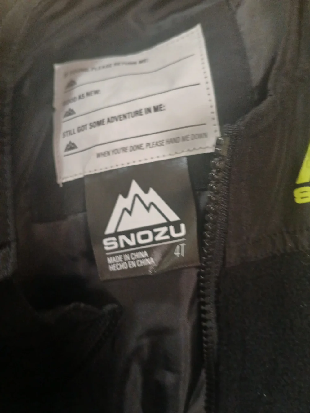 Snozu Black & Lime Green Tie-Dye Kids Snow Jacket and Bib Pants Size 4T